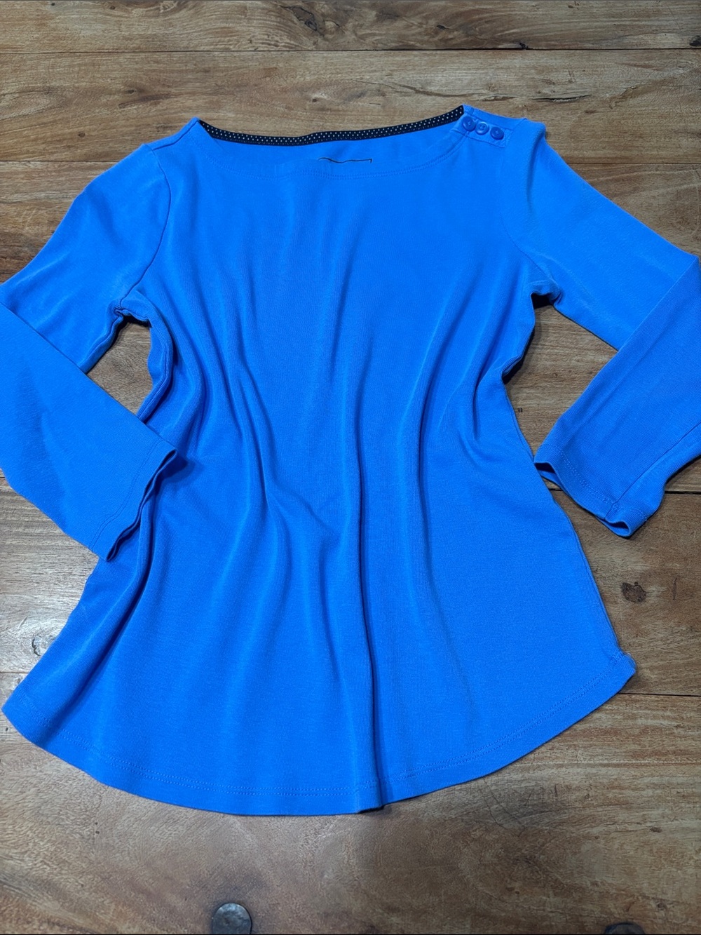 Charter Club 3/4 Sleeve Periwinkle Blue Women's Boatneck Button-Shoulder Top PP